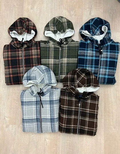 سویشرت چهارخونه کلاهدار 6109