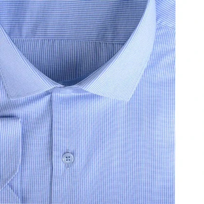 پیراهن مردانه رسمی چهارخونه‌ریز آبی روشن
