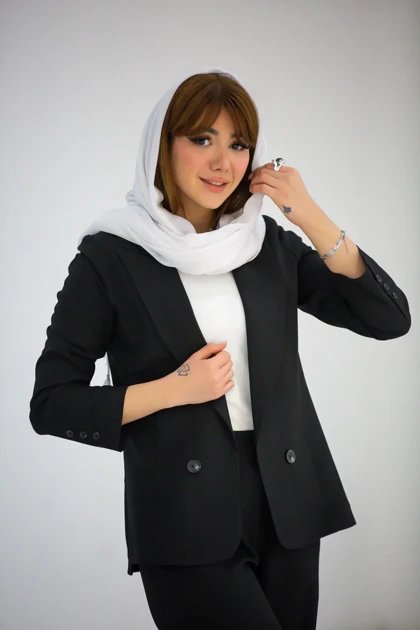 کت زنانه بزایاق یقه بلیزر 2 دکمه