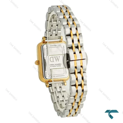 DW زنانه مستطیلی دورنگ طلایی صفحه سبز DW-8927-L