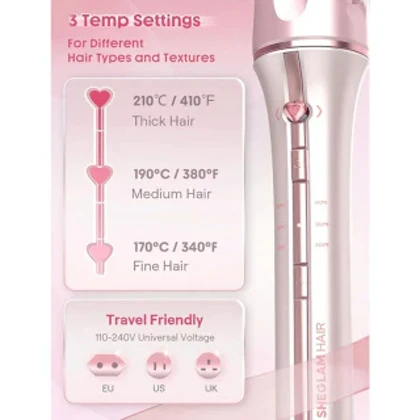 کرلی فر کننده جادویی صورتی شیگلم هیر سایز 25 میلی متری Sheglam Hair Pink Hair Curler 25 mm