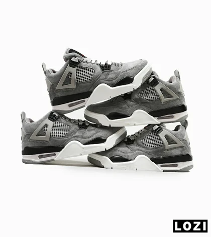 کفش کتانی ساق‌دار مردانه طوسی سفید Nike air jordan 4