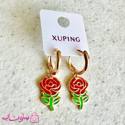 گوشواره آویز زنانه ژوپینگ مدل گل رز کد 4991
