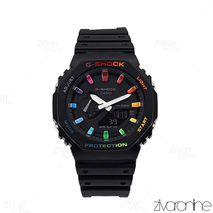 ساعت جی شاک GA2100 مردانه مشکی ایندکس رنگین کمانی 105822