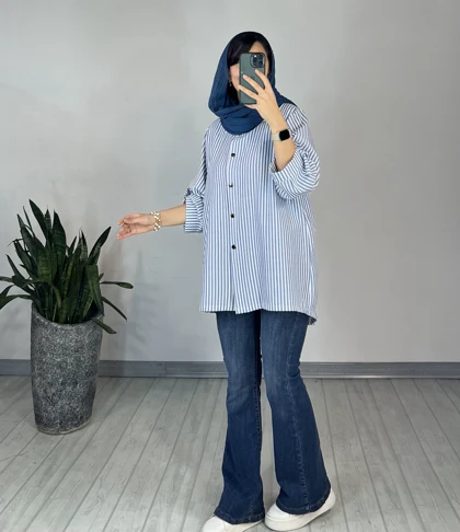 مانتو دکمه دار سالینا