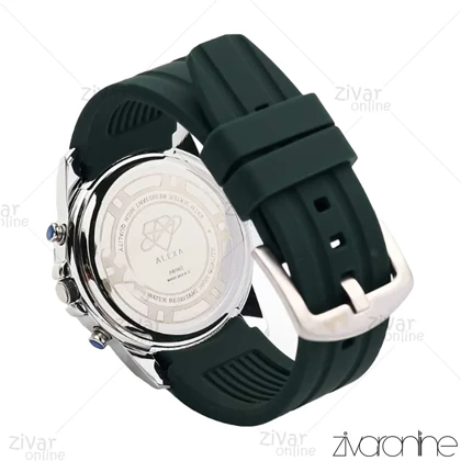 ساعت الکسا پریمیر A0102 مردانه سه موتوره قاب سیلور بند رابر سبز 106207