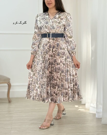 پیراهن مجلسی ساتین ( دامن پلیسه ) کد محصول 934