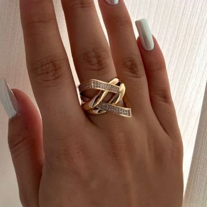 انگشتر زنانه با طرح جواهری و روکش طلایی ژوپینگ