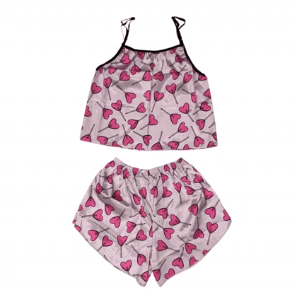 ست تاپ و شلوارک طرح قلب 184