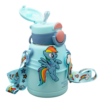 بطری و تراول ماگ پونی کوچولو بچگانه مدل Rainbow Dash ظرفیت 0.6 لیتر