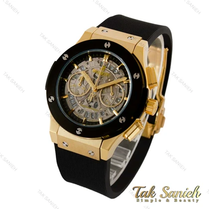 ساعت هابلوت زنانه طلایی مشکی صفحه اسکلتون Hublot-4432-L