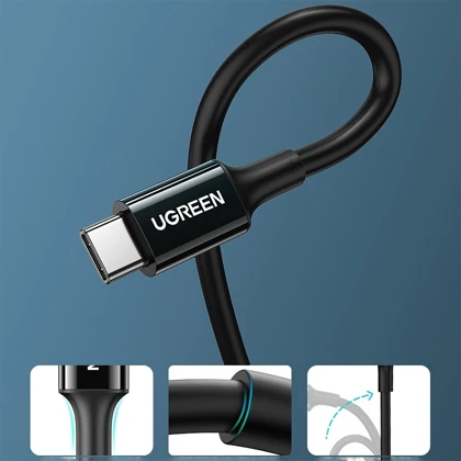 کابل تایپ‌سی به تایپ‌سی 100 وات 1 متری یوگرین ugreen US300 شارژ سریع و انتقال دیتا
