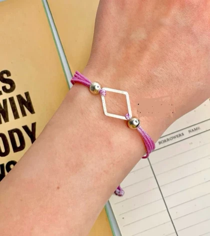 دستبند نقره لوزی