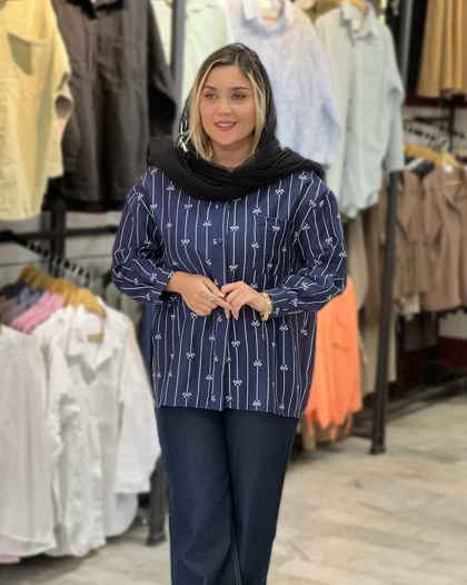 شومیز زنانه شیشه ای طرح پاپیون
