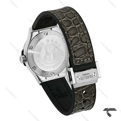 ساعت هابلوت زنانه مینی استیل بند چرم طرح دار ذغالی Hublot-10638-L