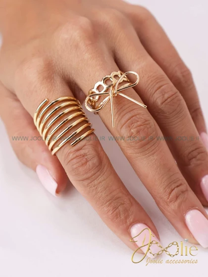 انگشتر زنانه سه عددی طرح طلا کد R4125