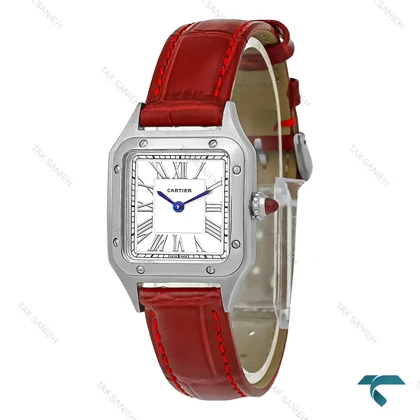 ساعت کارتیه زرشکی سانتوس دومونت زنانه سیلور Cartier-8004-L
