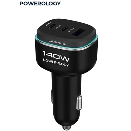 شارژر فندکی فست شارژ ماشین پاورولوژی Powerology مدل PCCSR025BKGY