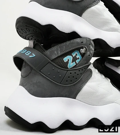 کفش کتانی ساق‌دار مردانه سفید طوسی Nike air jordan 23