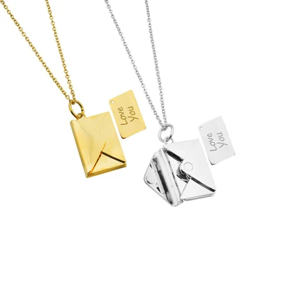 گردنبند پاکت نامه love you استیل