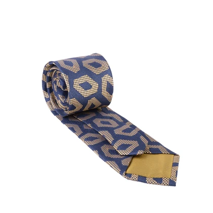 ست کراوات و پوشت سورمه ای و طلایی 9898