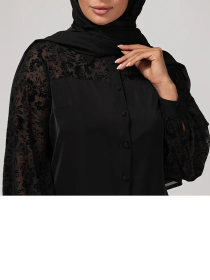 شومیز زنانه کرپ آستین بلند حریر طرحدار یقه مردانه 30100