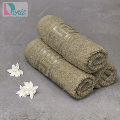 حوله دستی بسته سه عددی طرح ورساچه رنگ سدری