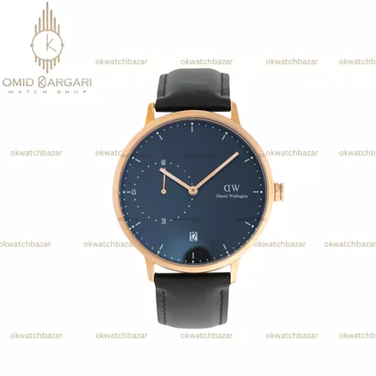 ساعت مچی دنیل ویلینگتون ثانیه بغل بند چرمی مشکی Daniel Wellington