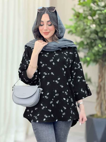 شومیز طرح گل آستین پاگن