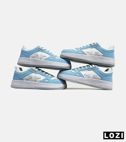 کفش کتانی مردانه سفید طوسی آبی NIKE AirForce Draw