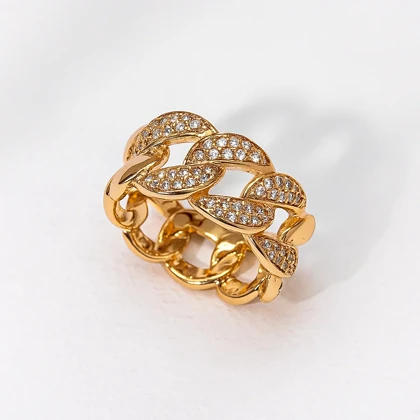 انگشتر ژوپینگ طرح زنجیری (کوبان/کارتیه) نگین‌دار