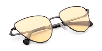 عینک آفتابی هاکرز مدل Gun Metal Yellow Rounded Lulita