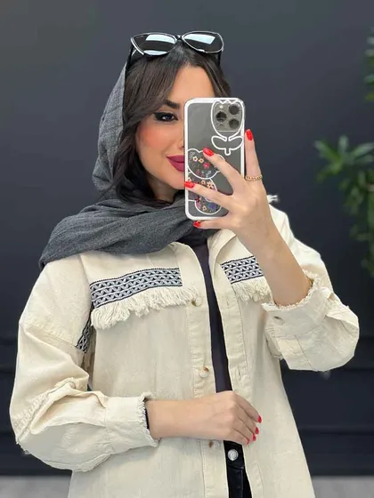 مانتو شومیزی لینن نواردوزی ریش دار