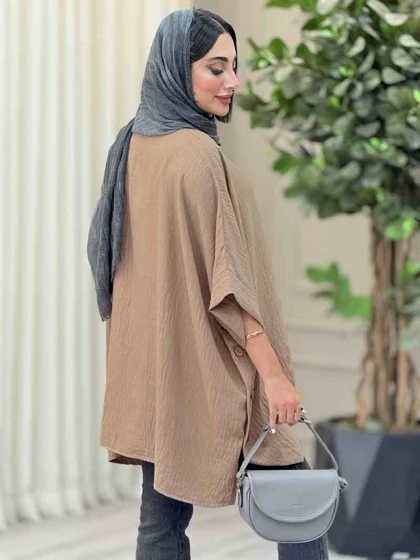 مانتو پانچ یقه دو دکمه هیما