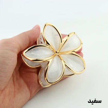 کلیپس دخترانه مدل سنگی طرح گل دور طلایی
