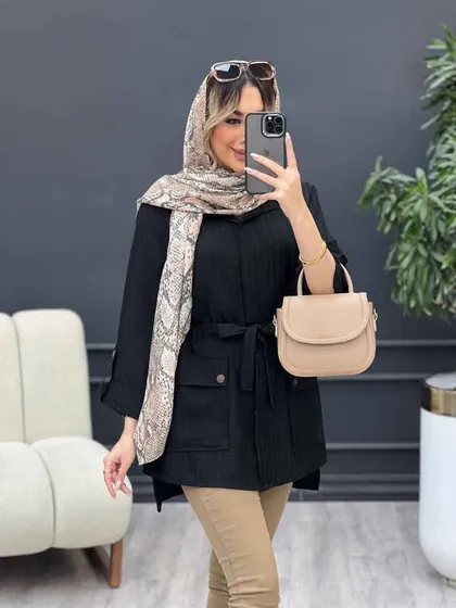 مانتو دکمه مخفی آستین پاگن