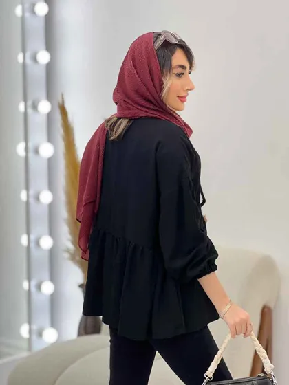 مانتو کمر چین جلو بند دار