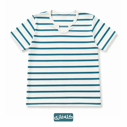 تیشرت زنانه کبریتی طرح راه راه یقه دلبری کد 295500