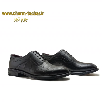 کفش رسمی مردانه چرم طبیعی سنگی کد 894