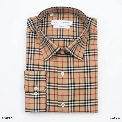 پیراهن چهارخانه کرم تیره 165622
