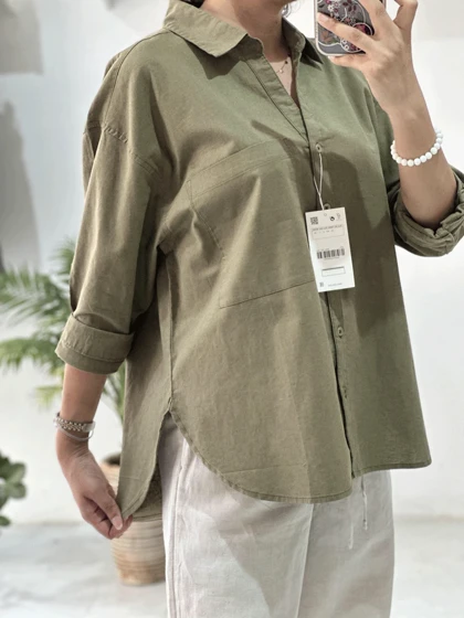 شومیز سبز زارا پاییزی 35349