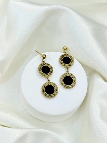 گوشواره زنانه ورساچه نگین مشکی ژوپینگ