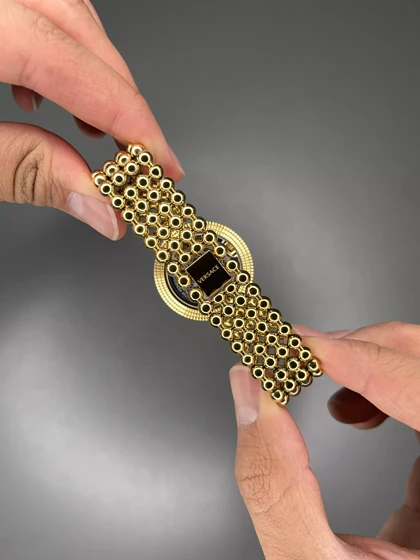 ساعت مچی ورساچه قاب چرخشی صفحه سرمه ای Versace