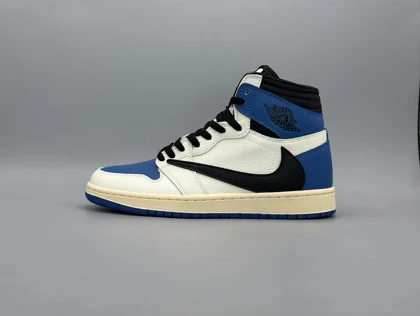 کتانی نایکی جردن1 ترویس فرگمنت سفید آبی های کوالیتی/Nike Air Jordan1 Travis Fragment