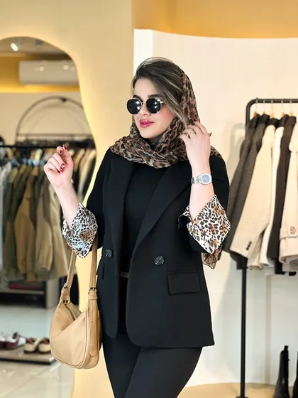 کت فوتر آستین پلنگی مشکی 120208