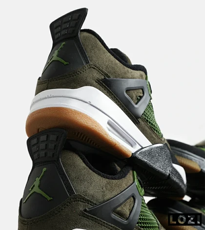 کتانی ساق‌دار زنانه و مردانه سبز زیتونی Nike air jordan 4 مدل 6469