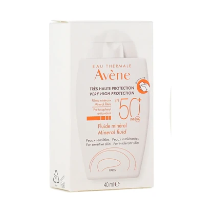 فلوئید ضد آفتاب مینرال محافظ بسیار بالا اون Avène مدل Very High Protection SPF50+ حجم 40 میلی‌لیتر مناسب پوست حساس
