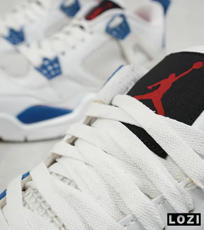 کفش کتانی ساق‌دار مردانه سفید آبی Nike air jordan 4