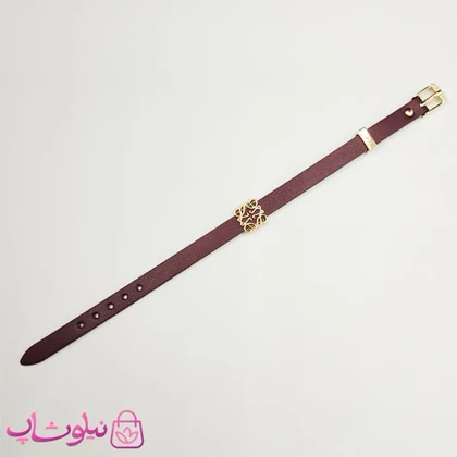 دستبند زنانه لووه Loewe چرم استیل رنگ بنفش بادمجانی کد 650