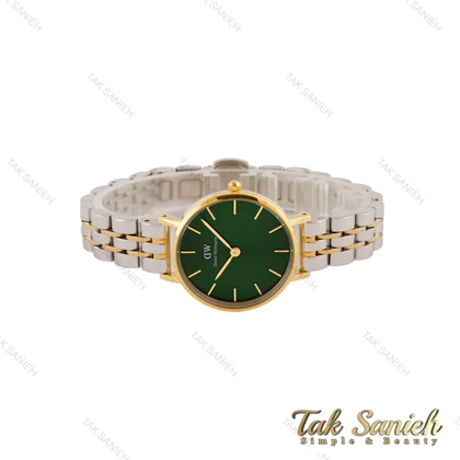 ساعت دنیل ولینگتون زنانه دورنگ طلایی صفحه سبز DW-4940-L